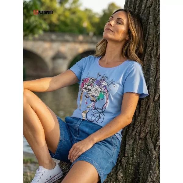  Ženska majica s kratkimi rokavi KIXMI SINDY MODRA 
