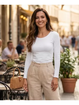Ženska majica z dolgimi rokavi ALTISPORT NoPrint NP/ALW961 BELA