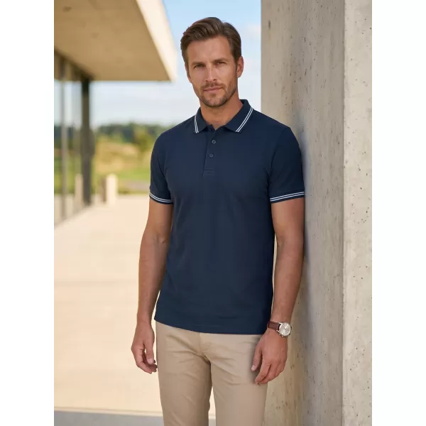  Moška majica s kratkimi rokavi z ovratnikom ALTISPORT NoPrint NP/ALM912 MORNARSKO MODRA 