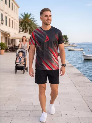Moška funkcionalna premium majica ALTISPORT VOJ/ALM028TR01 ČRNA IN RDEČA