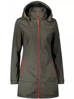 Ženski softshell plašč ALTISPORT CIARA KAKI/RDEČA