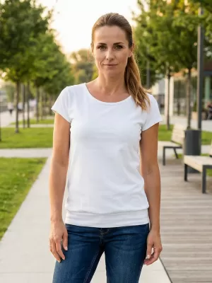 Ženska majica s kratkimi rokavi ALTISPORT NoPrint NP/ALW021 BELA