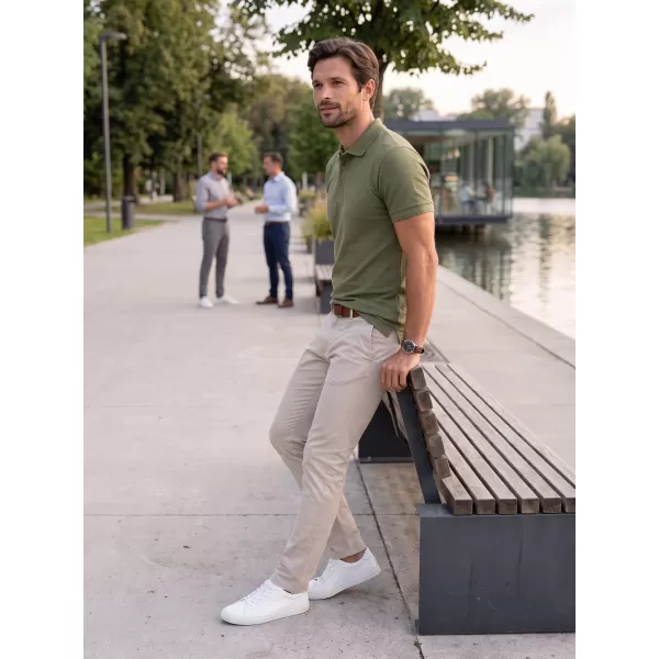  Moška majica s kratkimi rokavi z ovratnikom ALTISPORT NoPrint NP/ALM302 KAKI 