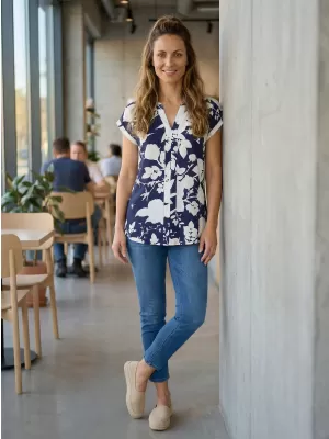Ženska bluza KIXMI SABINE TEMNO MODRA