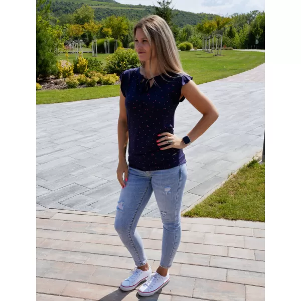  Ženska majica s kratkimi rokavi ALTISPORT CAMILA TEMNO MODRA 