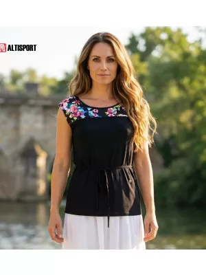 Ženska majica s kratkimi rokavi KIXMI SELLY ČRNA