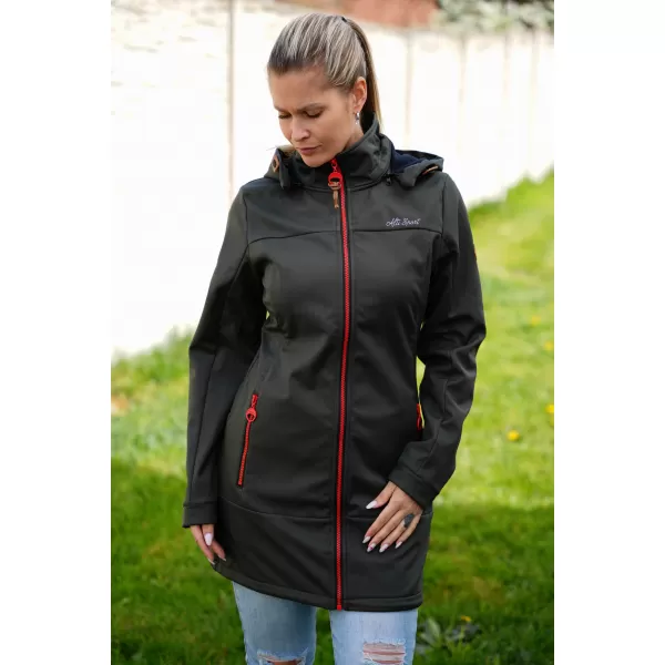  Ženski softshell plašč ALTISPORT CIARA KAKI/RDEČA 