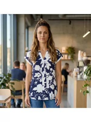 Ženska bluza KIXMI SABINE TEMNO MODRA
