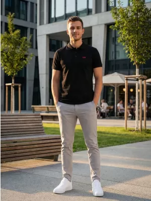 Moška majica s kratkimi rokavi KIXMI SPENCER ČRNA/RDEČA