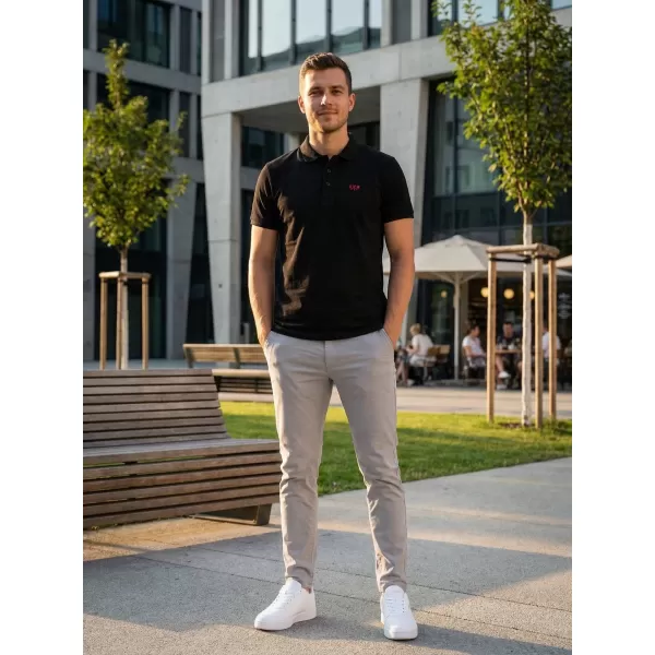  Moška majica s kratkimi rokavi KIXMI SPENCER ČRNA/RDEČA 