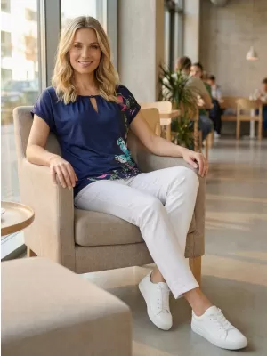 Ženska majica s kratkimi rokavi ALTISPORT CARINE TEMNO MODRA