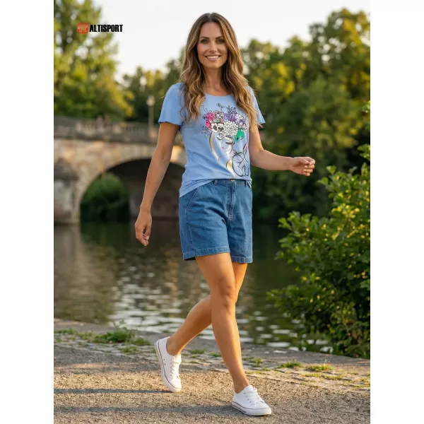  Ženska majica s kratkimi rokavi KIXMI SINDY MODRA 