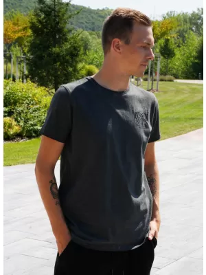 Moška majica s kratkimi rokavi KIXMI SIMEON TEMNO SIVA