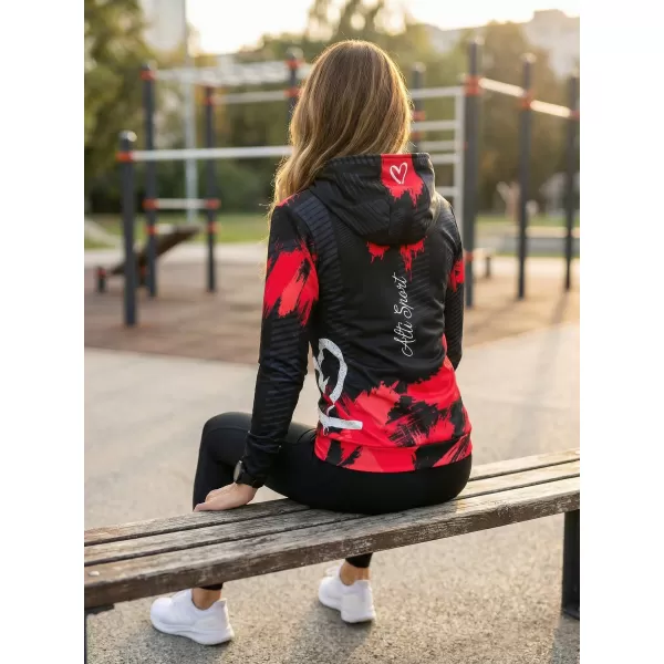  Ženski vrhunski funkcionalni pulover ALTISPORT VOJ/ALW027MI01 ČRNA/RDEČA 