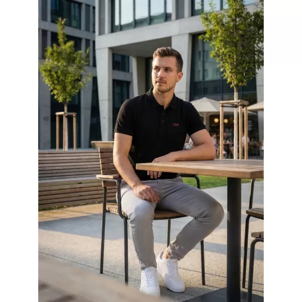  Moška majica s kratkimi rokavi KIXMI SPENCER ČRNA/RDEČA 