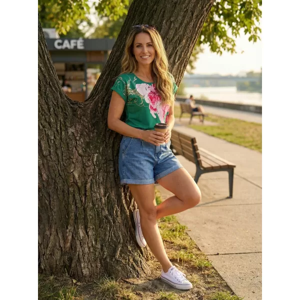  Ženska majica s kratkimi rokavi KIXMI SAKURA TEMNO MODRA 