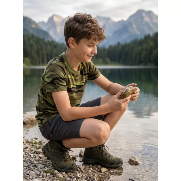  Otroška majica s kratkimi rokavi ALTISPORT NoPrint NP/ALK941 KAMUFLAŽNO ZELENA 