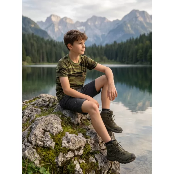  Otroška majica s kratkimi rokavi ALTISPORT NoPrint NP/ALK941 KAMUFLAŽNO ZELENA 