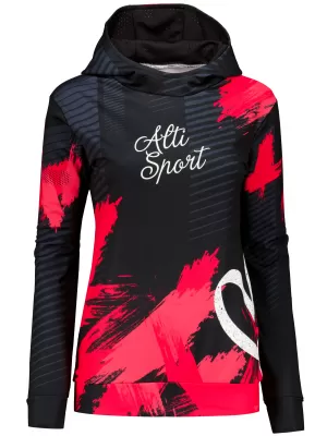 Ženski vrhunski funkcionalni pulover ALTISPORT VOJ/ALW027MI01 ČRNA/RDEČA