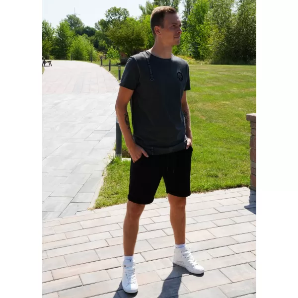  Moška majica s kratkimi rokavi KIXMI SIMEON TEMNO SIVA 