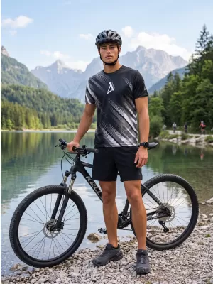 Moška funkcionalna premium majica ALTISPORT VOJ/ALM028TR01 ČRNO-BELO