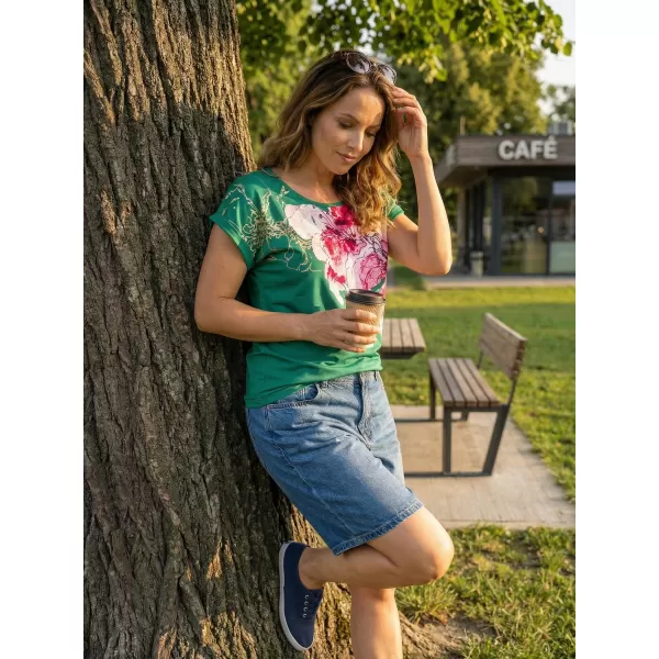  Ženska majica s kratkimi rokavi KIXMI SAKURA TEMNO MODRA 