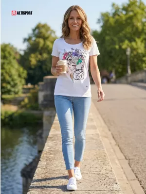 Ženska majica s kratkimi rokavi KIXMI SINDY BELA