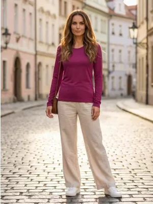 Ženska majica z dolgimi rokavi ALTISPORT NoPrint NP/ALW931 FUKSIJA