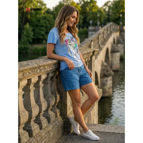  Ženska majica s kratkimi rokavi KIXMI SINDY MODRA 