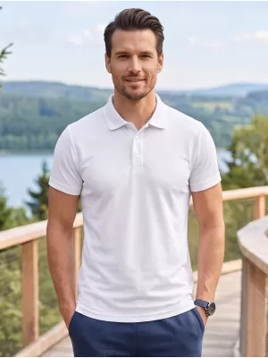 Moška majica s kratkimi rokavi z ovratnikom ALTISPORT NoPrint NP/ALM712 BELA