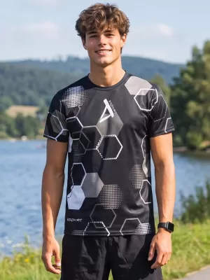 Moška funkcionalna premium majica ALTISPORT VOJ/ALM037TR01 ČRNO-BELO