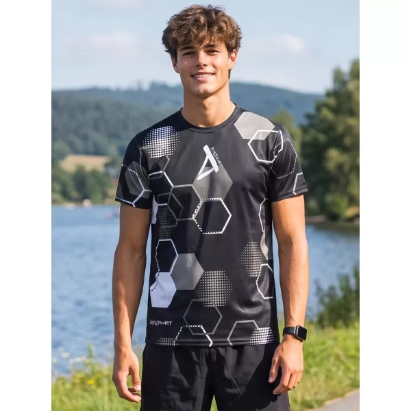  Moška funkcionalna premium majica ALTISPORT VOJ/ALM037TR01 ČRNO-BELO 
