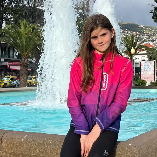  Otroški pulover iz flisa WAMU MOZAIKA FIALOVÁ ZELENA 