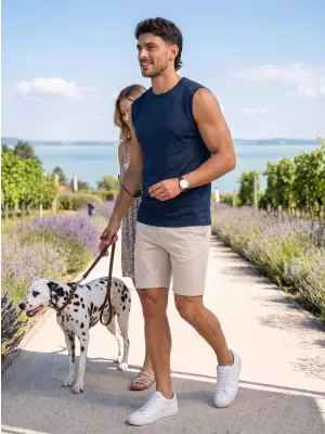 Moški funkcionalni brezrokavnik ALTISPORT NoPrint NP/ALM028 MORNARSKO MODRA