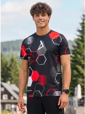 Moška funkcionalna premium majica ALTISPORT VOJ/ALM037TR01 ČRNA IN RDEČA
