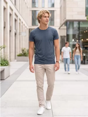 Moška majica s kratkimi rokavi ALTISPORT NoPrint NP/ALM361 TEMNI DENIM POUDARKI