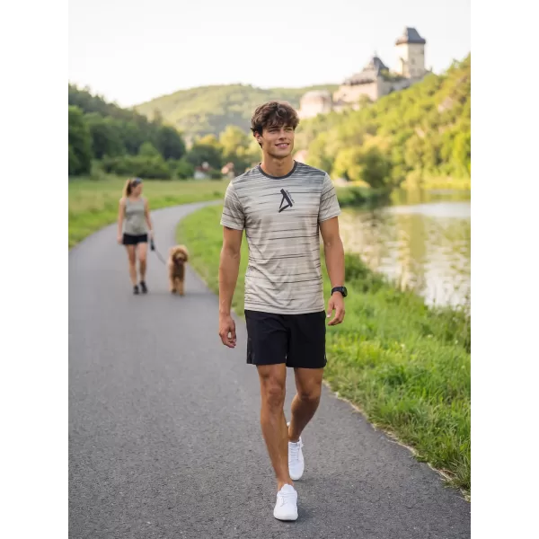  Moška premium funkcionalna majica s kratkimi rokavi ALTISPORT VOJ/ALM031TR01 ČRNA/RJAVA 
