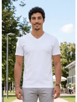 Moška majica s kratkimi rokavi ALTISPORT NoPrint NP/ALM007 BELA