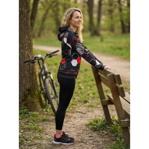  Ženski vrhunski funkcionalni pulover ALTISPORT VOJ/ALW037MI01 ČRNA IN RDEČA 