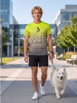 Moška premium funkcionalna majica s kratkimi rokavi ALTISPORT VOJ/ALM031TR01 ČRNA/FLUO RUMENA