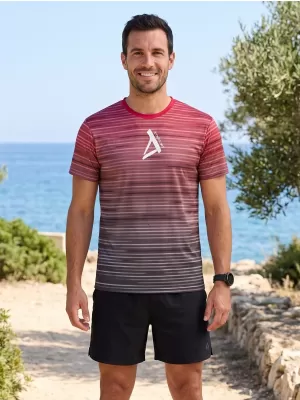 Moška premium funkcionalna majica s kratkimi rokavi ALTISPORT VOJ/ALM031TR01 ČRNA/BORDO