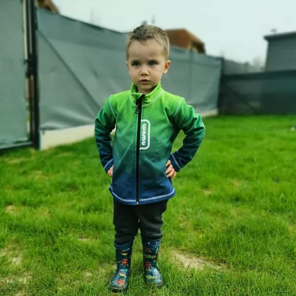  Otroški pulover iz flisa WAMU MOZAIKA ZELENA 