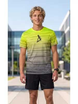 Moška premium funkcionalna majica s kratkimi rokavi ALTISPORT VOJ/ALM031TR01 ČRNA/FLUO RUMENA