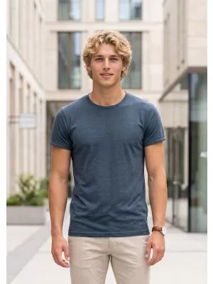 Moška majica s kratkimi rokavi ALTISPORT NoPrint NP/ALM361 TEMNI DENIM POUDARKI