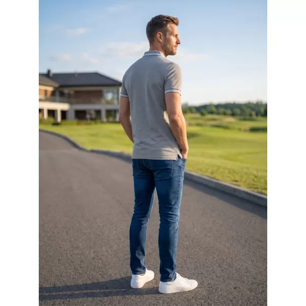  Moška majica s kratkimi rokavi z ovratnikom ALTISPORT NoPrint NP/ALM912 TEMNO SIVI POUDARKI 