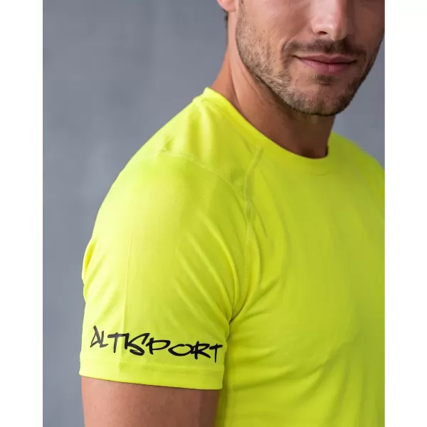  Moška vrhunska funkcionalna kompresijska majica s kratkimi rokavi ALTISPORT VOJ/ALM000TR04 NEON RUMENA 