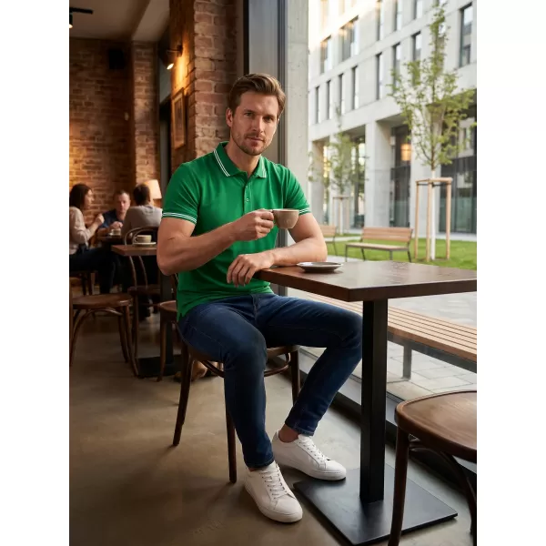  Moška majica s kratkimi rokavi z ovratnikom ALTISPORT NoPrint NP/ALM912 SREDNJE ZELENA 