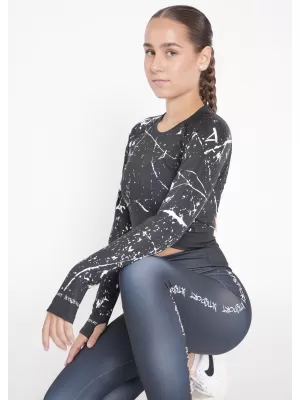 Vrhunski ženski funkcionalni top z dolgimi rokavi ALTISPORT VOJ/ALW034TR04 ČRNA
