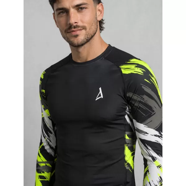  Moška premium funkcionalna kompresijska majica ALTISPORT VOJ/ALM039TR03 ČRNA IN RUMENA 