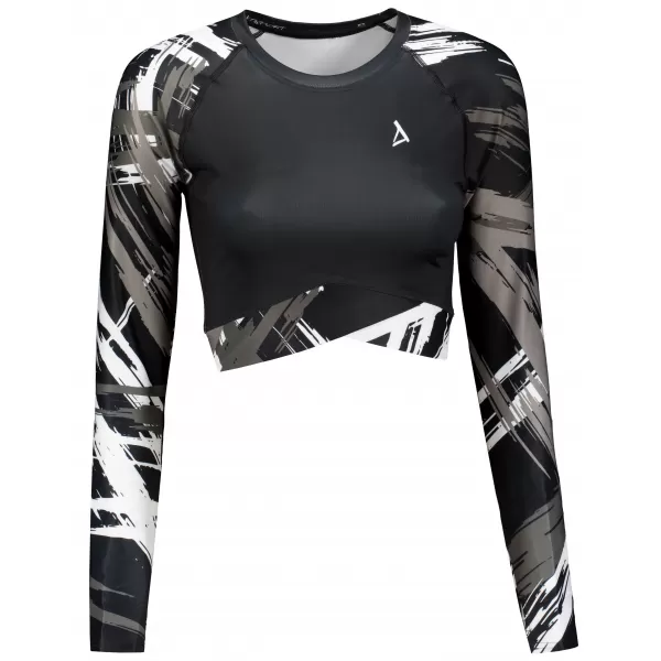  Vrhunski ženski funkcionalni top z dolgimi rokavi ALTISPORT VOJ/ALW039TR04 ČRNO/BELO 